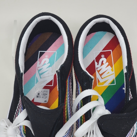 VANS Black With Rainbow Sneakers Shoes Lace-Up 500714 Womens Size 6 New - Picture 10 of 11
